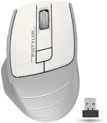 Мышь A4Tech Fstyler FG30S белый/серый оптическая (2000dpi) silent беспроводная USB (6but)