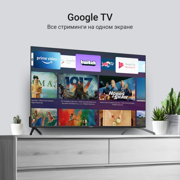 Телевизор QLED Digma 55&amp;quot; DM-LED55UQB31 Google TV Frameless Metal черный/черный 4K Ultra HD 60Hz MEMC DVB-T DVB-T2 DVB-C DVB-S DVB-S2 USB WiFi Smart TV