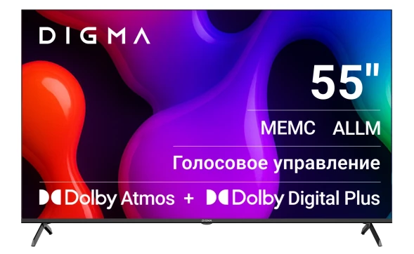 Телевизор QLED Digma 55&amp;quot; DM-LED55UQB31 Google TV Frameless Metal черный/черный 4K Ultra HD 60Hz MEMC DVB-T DVB-T2 DVB-C DVB-S DVB-S2 USB WiFi Smart TV