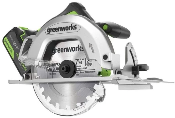 Циркулярная пила (дисковая) Greenworks GD24CS (ручная) D диска.:185мм (1500907CUG)