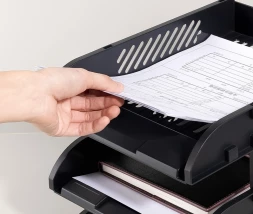 Лоток горизонтальный Deli E9213 BLACK сборный для бумаг 325x241x155мм черный пластик (упак.:3шт) пластиковый пакет