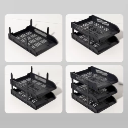 Лоток горизонтальный Deli E9213 BLACK сборный для бумаг 325x241x155мм черный пластик (упак.:3шт) пластиковый пакет