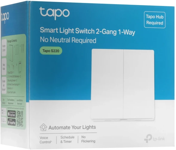 Умный выключатель TP-Link Tapo S220 2-хкл. белый