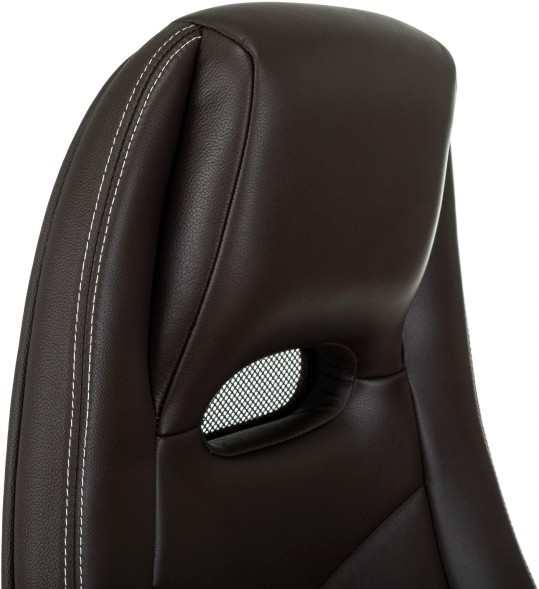 Кресло руководителя Бюрократ _Zen коричневый кожа крестов. алюминий
