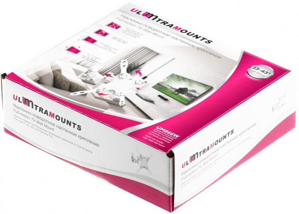 Кронштейн для телевизора Ultramounts UM866W белый 13&amp;quot;-42&amp;quot; макс.20кг настенный поворот и наклон