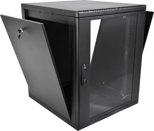 Шкаф коммутационный ЦМО (ШРН-М-15.650-9005) настенный 15U 600x650мм пер.дв.стекл 85кг черный 581мм 28.2кг 180град. 745мм IP20 сталь
