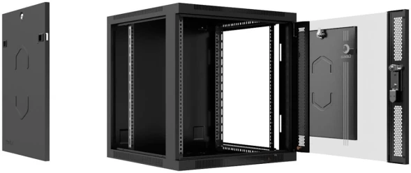 Шкаф коммутационный Cabeus (SH-05F-9U60/60-BK) настенный 9U 600x600мм пер.дв.стекл 60кг черный 540мм 23кг 220град. 501мм IP20 сталь