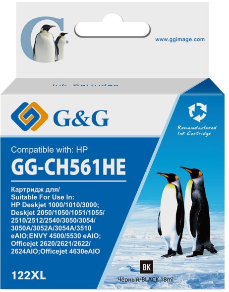 Картридж струйный G&amp;amp;G GG-CH561HE 122 черный (18мл) для HP DJ 1050A/2050A/3000