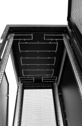 Шкаф коммутационный ЦМО (ШТК-М-42.6.8-1ААА-9005) напольный 42U 600x800мм пер.дв.стекл задн.дв.стал.лист 2 бок.пан. 550кг черный