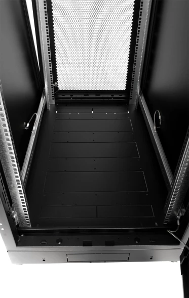 Шкаф коммутационный ЦМО (ШТК-М-42.6.8-1ААА-9005) напольный 42U 600x800мм пер.дв.стекл задн.дв.стал.лист 2 бок.пан. 550кг черный
