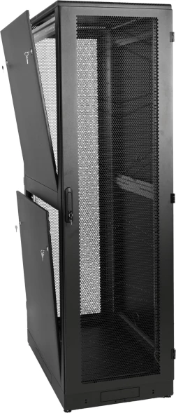 Шкаф коммутационный ЦМО (ШТК-М-42.6.8-1ААА-9005) напольный 42U 600x800мм пер.дв.стекл задн.дв.стал.лист 2 бок.пан. 550кг черный