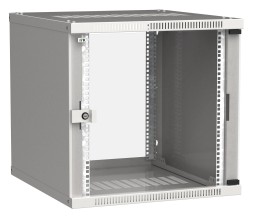 Шкаф коммутационный ITK Linea WE (LWE3-09U66-GF) настенный 9U 600x600мм пер.дв.стекл направл.под закл.гайки 50кг серый 550мм 16.8кг 200град. 450мм IP20 IK08 сталь