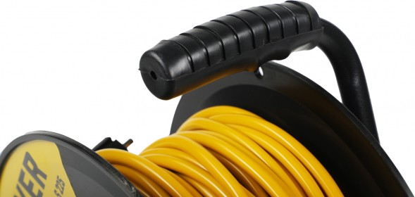 Удлинитель силовой Stayer 55070-30 2x2.5кв.мм 4розет. 30м ПВС 10A катушка желтый