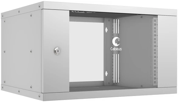 Шкаф коммутационный Cabeus (WSC-05D-6U55/45) настенный 6U 550x450мм пер.дв.стекл 30кг серый 390мм 11кг 220град. 320мм IP20 сталь