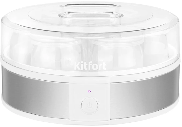 Йогуртница Kitfort КТ-6405 20Вт 7б. 180мл упр.:механич. серебристый/белый