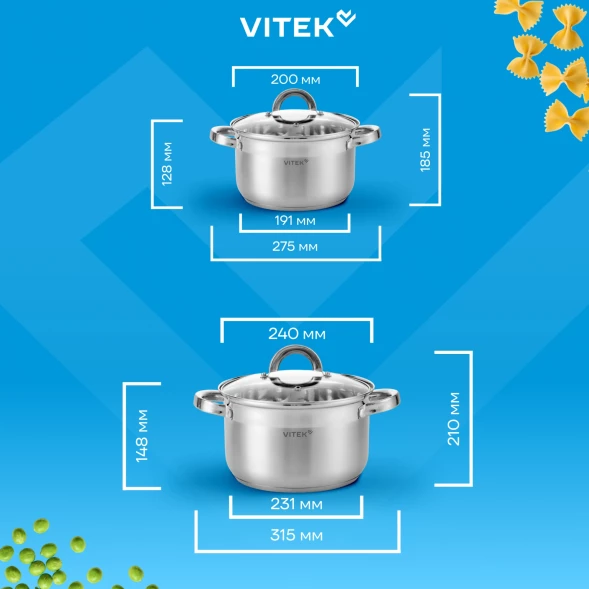 Набор кастрюль Vitek Режим Вкусно VT-SS2198 8 предметов