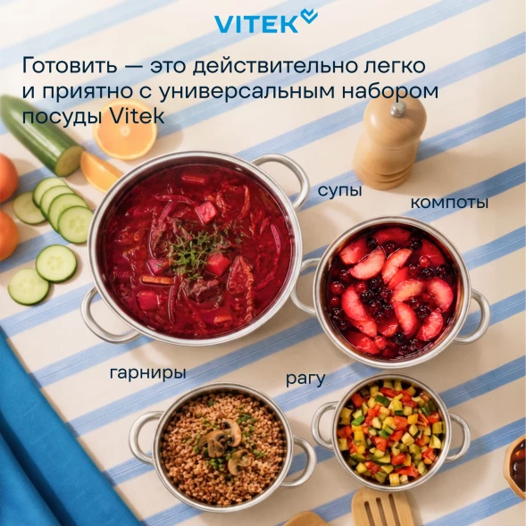 Набор кастрюль Vitek Режим Вкусно VT-SS2198 8 предметов