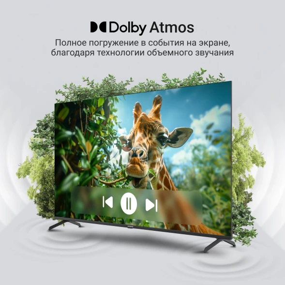 Телевизор QLED Digma 65&amp;quot; DM-LED65UQB31 Google TV Frameless Metal черный/черный 4K Ultra HD 60Hz MEMC DVB-T DVB-T2 DVB-C DVB-S DVB-S2 USB WiFi Smart TV