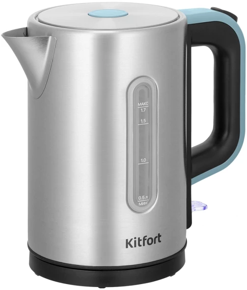 Чайник электрический Kitfort КТ-8703 1.7л. 2200Вт нержавеющая сталь/черный корпус: нерж.сталь/пластик