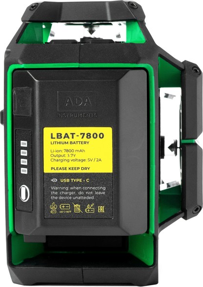 Уровень лазер. Ada LaserTANK 3-360 2кл.лаз. 515нм цв.луч. зеленый 3луч. (А00633)