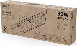 Светильник уличный Gauss Avenue 30Вт ламп.:1шт черный/серый (629534230)