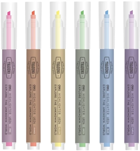 Набор текстовыделителей Deli EU624 1-3.5мм флуоросцентный 6цв. ассорти ПЭТ-бокс (6шт.)