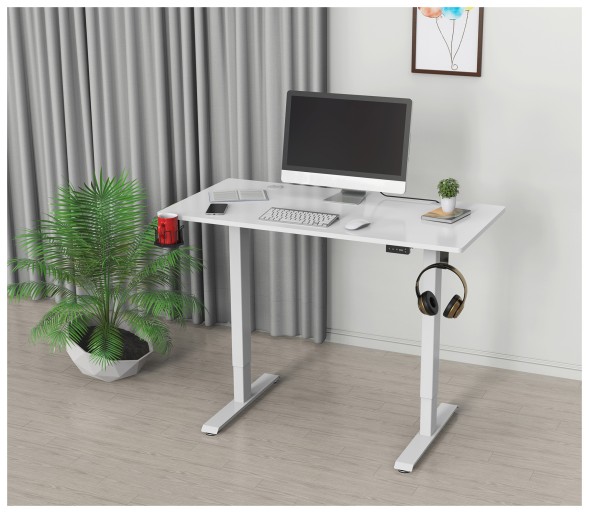 Стол для компьютера Cactus подъёмный столешница МДФ белый каркас белый (CS-ED-WWT)