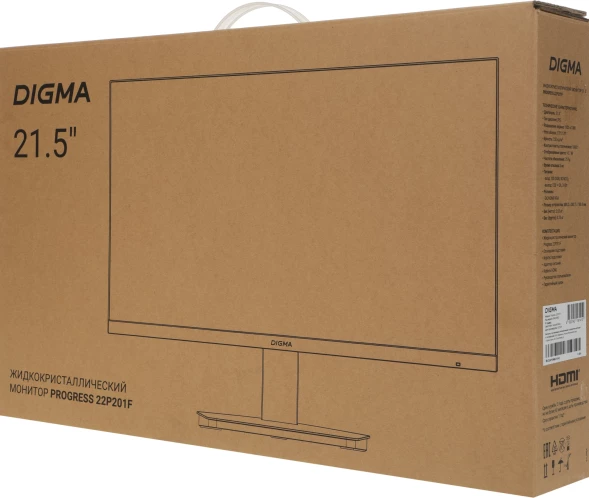 Монитор Digma 21.5&amp;quot; Progress 22P201F черный IPS LED 16:9 HDMI матовая 250cd 178гр/178гр 1920x1080 75Hz VGA FHD 2.65кг