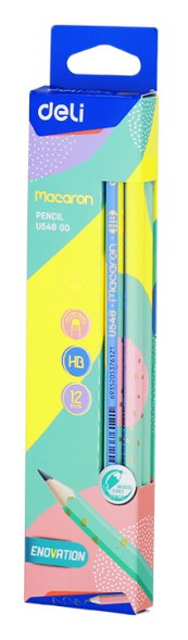 Карандаш ч/г Deli EU54800-1 Macaron HB шестигран. пластик коробка/европод. (1шт) ластик