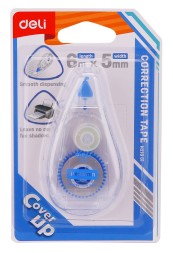 Лента коррект. Deli EH21801 6мх5мм прозрачный корпус белый блистер