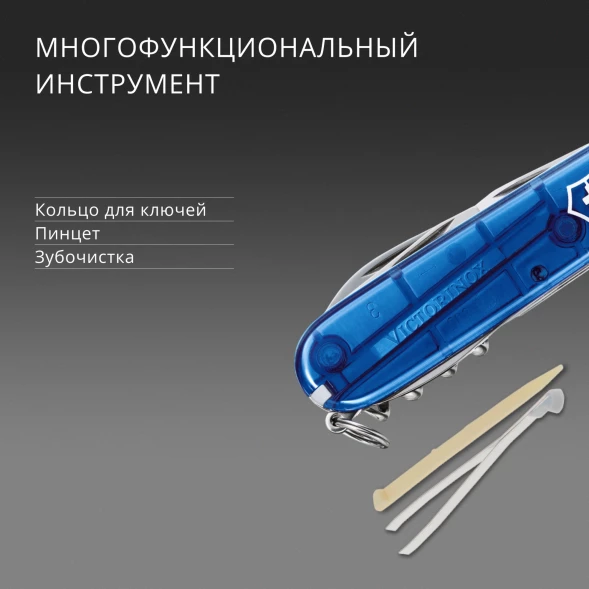 Нож перочинный Victorinox Spartan (1.3603.T2) 91мм 12функц. синий полупрозрачный карт.коробка