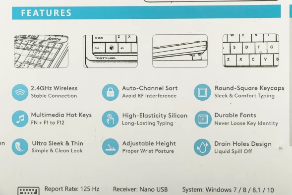 Клавиатура + мышь A4Tech Fstyler FG1012 клав:черный/серый мышь:черный USB беспроводная Multimedia (FG1012 BLACK)