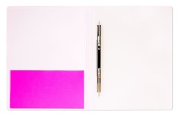 Папка метал.пруж.скоросш. Бюрократ Double Neon DNE07PPINK A4 пластик 0.7мм кор.27мм карм.прод.внут. розовый