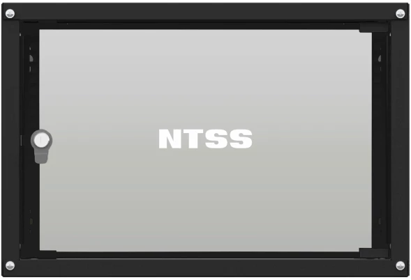 Шкаф коммутационный NTSS Lime (NTSS-WL6U5545GS-BL) настенный 6U 550x450мм пер.дв.стекл несъемн.бок.пан. 30кг черный 370мм 9.6кг 110град. 370мм IP20 сталь