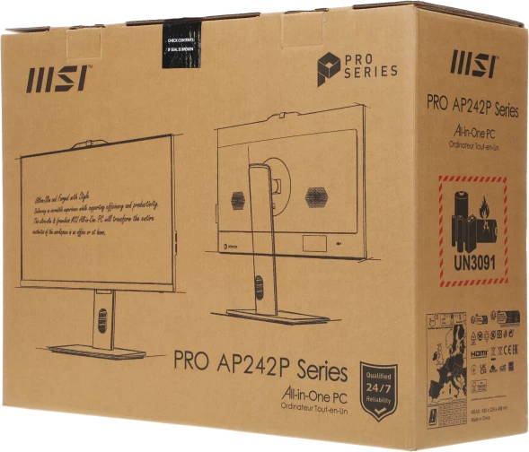 Моноблок MSI Pro AP242P 14M-654XRU 23.8&amp;quot; Full HD i5 14400 (2.5) 16Gb SSD512Gb UHDG 730 без ОС GbitEth WiFi BT 120W клавиатура мышь Cam черный 1920x1080