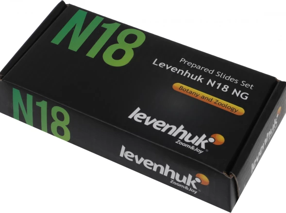 Набор микропрепаратов Levenhuk N18 NG 83предм. прозрачный/черный/оранжевый (29276)