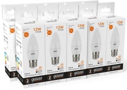 Лампа светодиодная Gauss Elementary 30212 12Вт цок.:E27 свеча 220B 3000K св.свеч.бел.теп. (упак.:10шт)