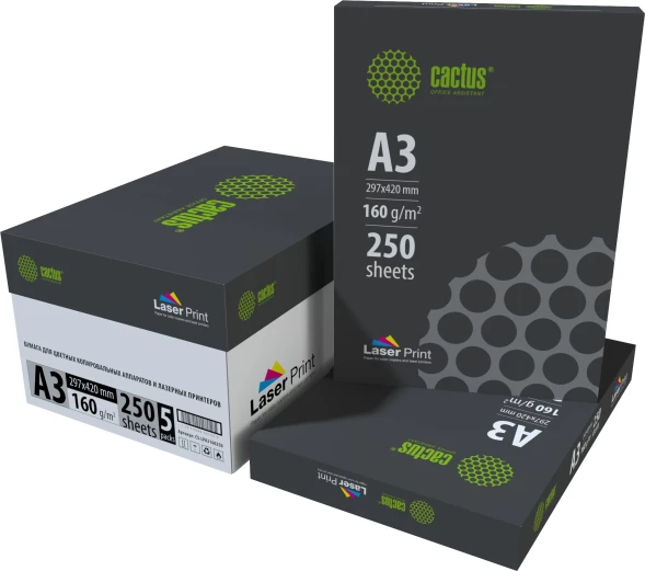 Бумага Cactus CS-LPA3160250 A3/160г/м2/250л./белый CIE170% для лазерной печати