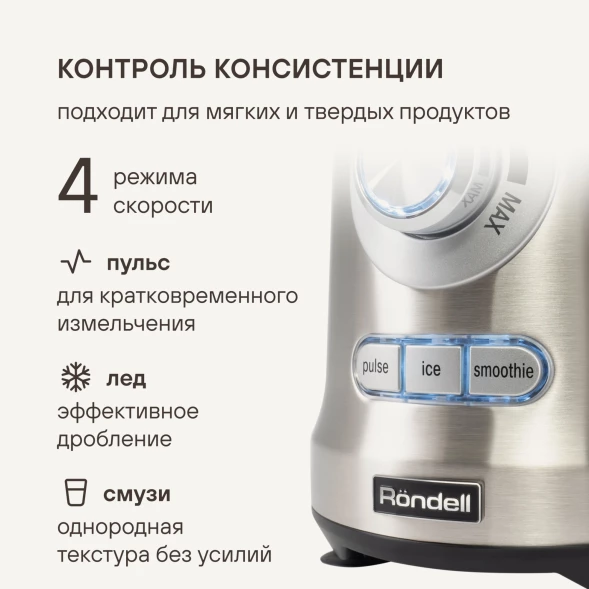 Блендер стационарный Rondell RDE-1253 1200Вт стальной