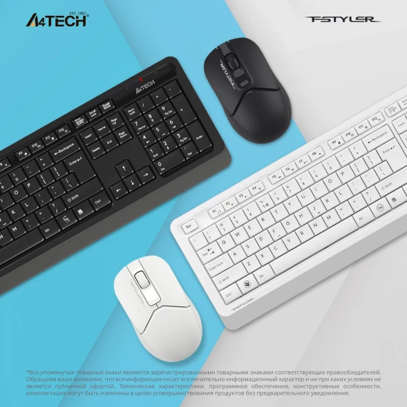 Клавиатура + мышь A4Tech Fstyler FG1012 клав:белый мышь:белый USB беспроводная Multimedia (FG1012 WHITE)