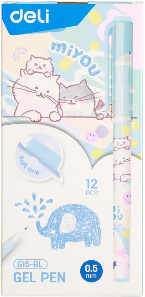 Ручка гелев. Deli MiYou EG15-BL ассорти d=0.5мм син. черн.