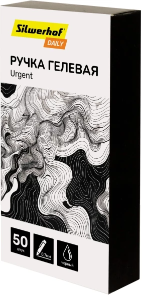 Ручка гелев. Silwerhof Daily Urgent d=0.7мм черн. черн. кор.карт. сменный стержень линия 0.5мм резин. манжета