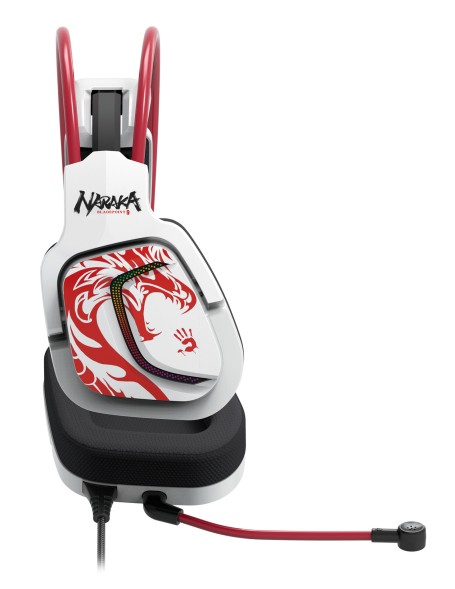 Наушники с микрофоном A4Tech Bloody G575 Naraka белый/красный 2м мониторные USB оголовье (G575 NARAKA)