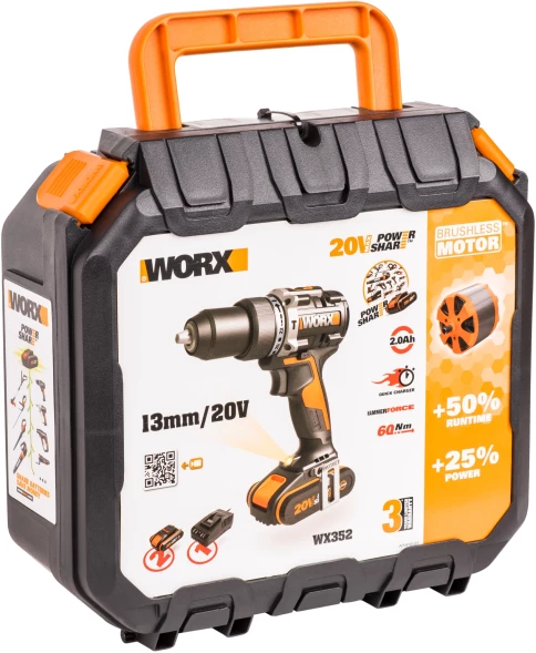 Дрель-шуруповерт Worx WX352 аккум. патрон:быстрозажимной (кейс в комплекте)