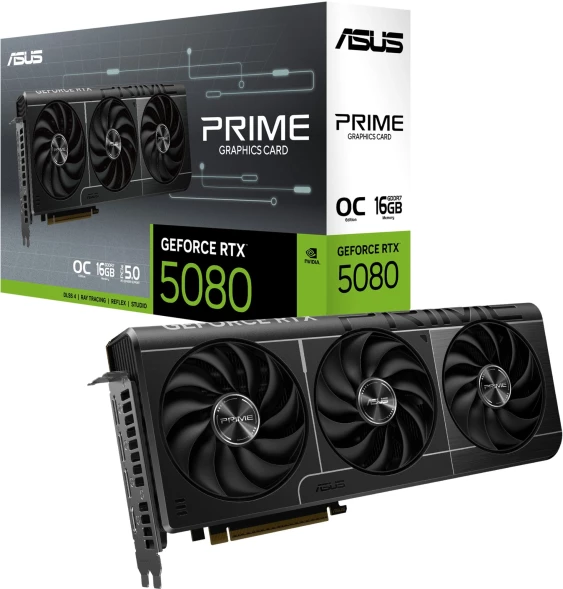 Видеокарта Asus PCI-E PRIME-RTX5080-O16G NVIDIA GeForce RTX 5080 16Gb 256bit GDDR7 2655/30000 HDMIx1 DPx3 HDCP Ret