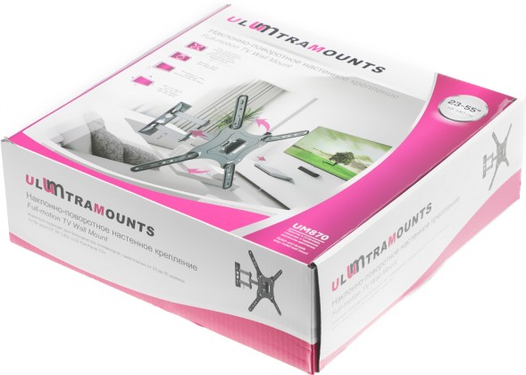 Кронштейн для телевизора Ultramounts UM870 черный 23&amp;quot;-55&amp;quot; макс.30кг настенный поворот и наклон