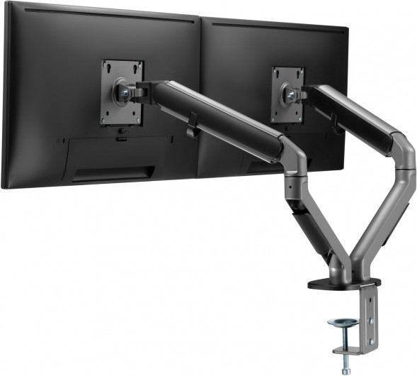 Кронштейн для мониторов Ultramounts UM735BL черный/серый 17&amp;quot;-27&amp;quot; макс.7кг крепление к столешнице поворот и наклон