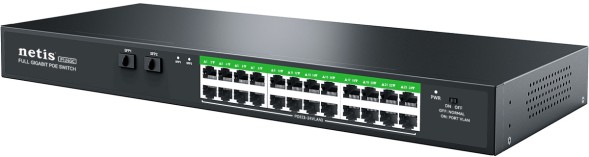 Коммутатор Netis P124GC (L2) 24x1Гбит/с 2SFP 24PoE+ 360W неуправляемый