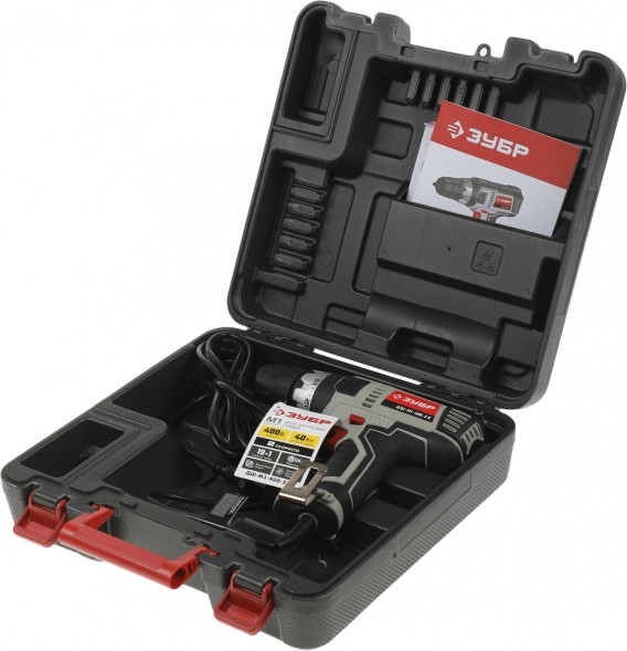Дрель-шуруповерт Зубр ДШ-М1-400-2 К 400Вт патрон:быстрозажимной (кейс в комплекте)