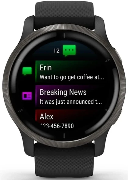 Смарт-часы Garmin Venu 2 33мм 1.3&amp;quot; AMOLED корп.черный рем.черный разм.брасл.:135-200мм (010-02430-11)